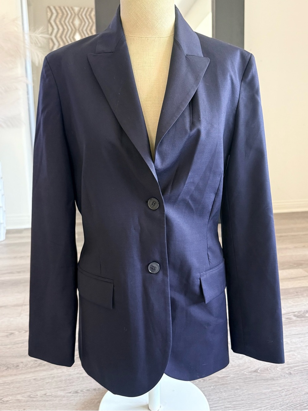 Classic Navy Women's tailored professional Blazer Loro Piana fabric Merino Italy